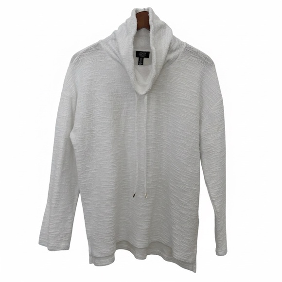 Jones New York Sweaters - Jones New York Signature White Cowl Neck Drawstring Textured Sweater L Coastal